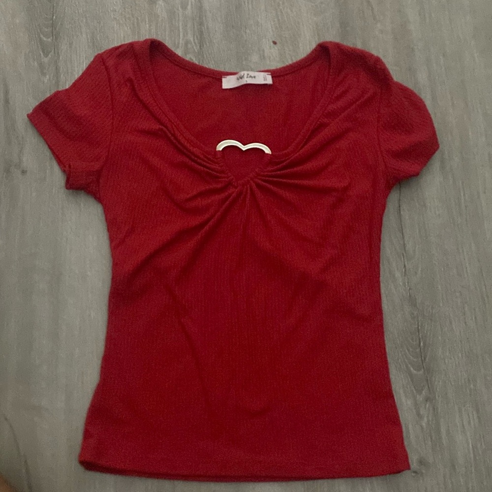 Red y2k shirt with silver heart